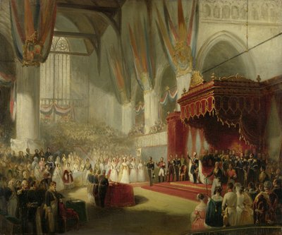 De Inhuldiging van Koning Willem II in de Nieuwe Kerk in Amsterdam op 28 November 1840 door Nicholas Pieneman